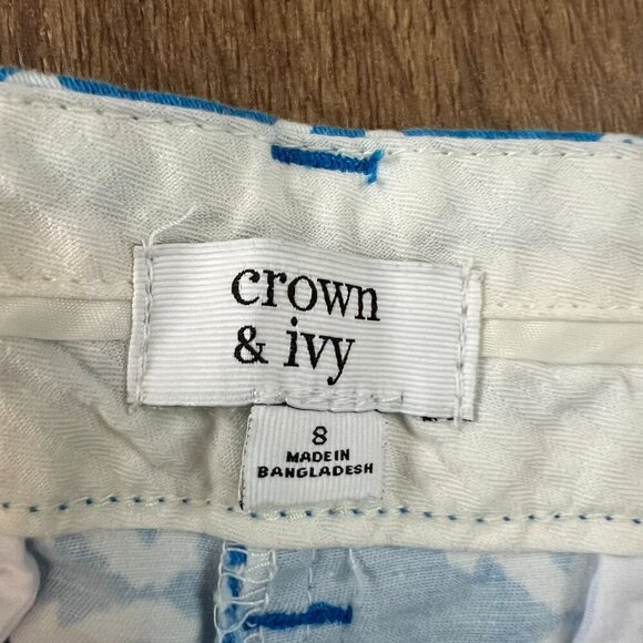 Crown & Ivy Caroline Blue Seahorse Shorts Sz 8 - Picture 5 of 11